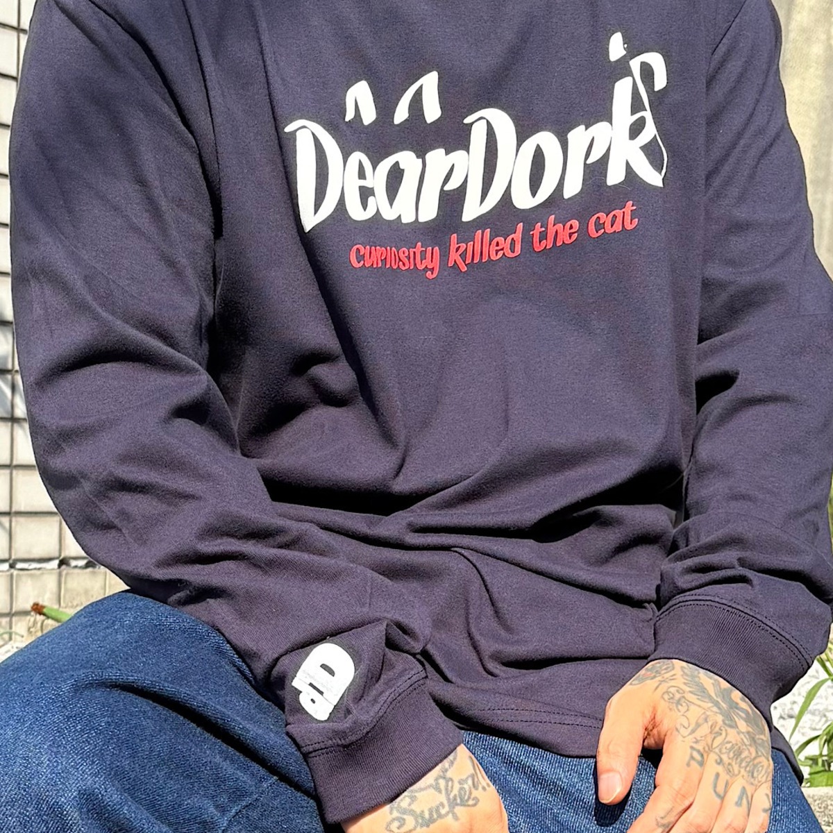 DEAR DORK Cat Logo long sleeve T-shirt 003